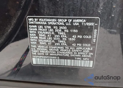 2023 Volkswagen Id.4 Pro S/Pro S Plus z USA, uszkodzony, nr VIN 1V2FMPE85PC006812